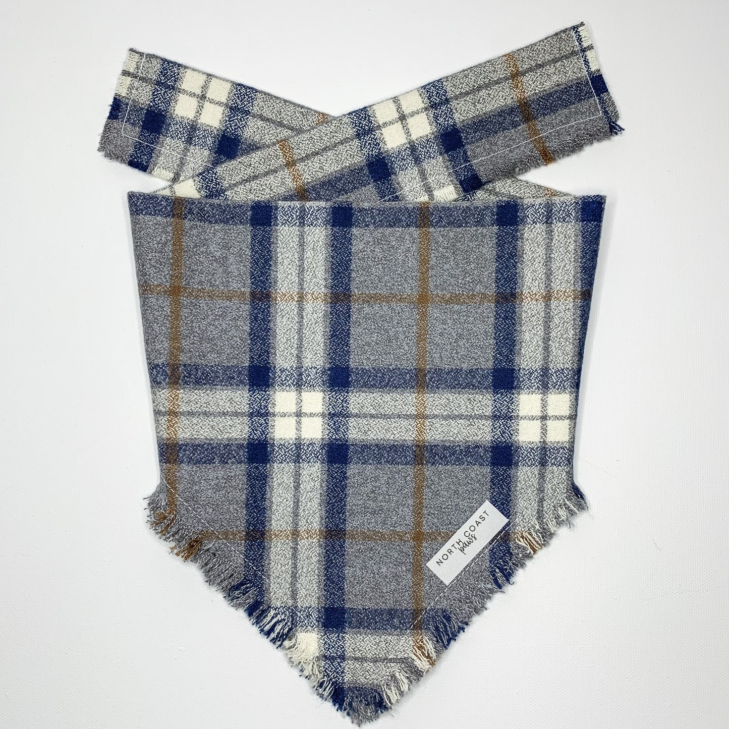 BLUE AND GRAY PLAID FLANNEL BANDANA